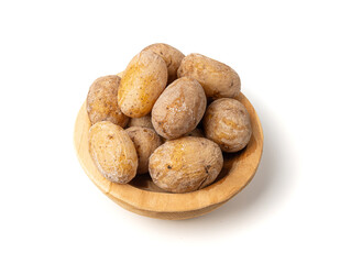Papas arrugadas sea water boiled potatoes, whole prepared unpeeled vegetables, cooked potato