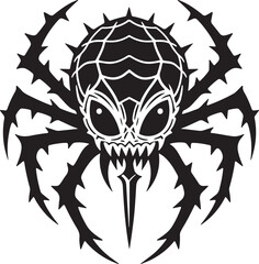 Alien Spider Face Vector Illustration – Black and White Creepy Insect Design
