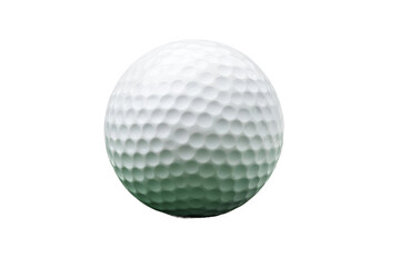 Close-up of a textured golf ball on black background, cut out