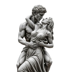 A vintage antique statue of a young couple arm in arm in love, holding each other, marble, affection, young lovers, art, intimacy, emotional, elegant, decorative, lovers, passion, historical, tender