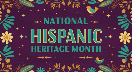National Hispanic Heritage Month Celebration Banner Decorative Floral Illustration