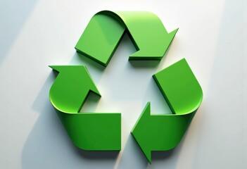 Obraz premium Green recycling symbol on a light background, promoting sustainability