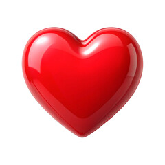 Red Glossy Heart Isolated on Transparent Background.