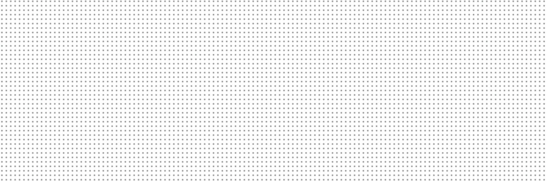 Minimalist repeating pattern: small dark gray dots on a crisp white background. Evenly spaced grid creates a consistent geometric design. Flat, two-dimensional perspective. No focal point, fills frame
