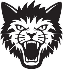 Fototapeta premium angry cat head vector silhouette - aggressive look