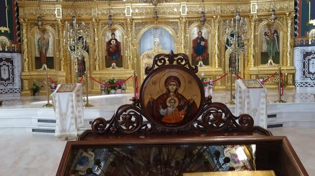 ARAD, ROMANIA - MAY 3. 2025: Inside the Holy Trinity Cathedral in Arad city