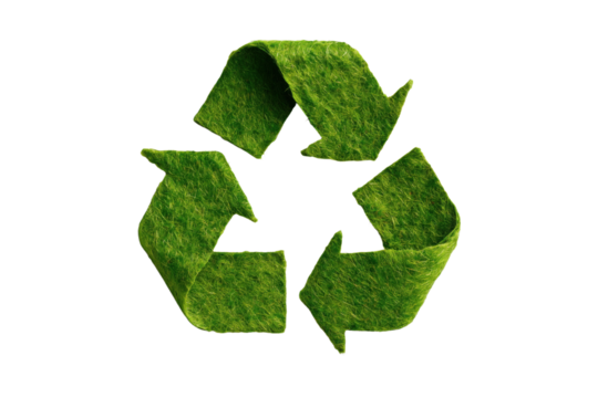 Green recycling symbol with leaves, designed to promote eco-friendly practices and sustainability.