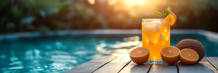 Fresh cocktail. Summer vacation concept.
