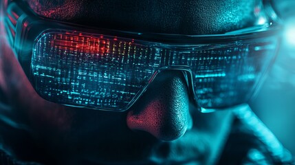 Futuristic Cyberpunk Glasses Digital Data Screen Neon Glow Futuristic Technology Virtual Reality Augmented Reality Sci Fi Glasses Modern Design Stylish Accessory Digital Art       