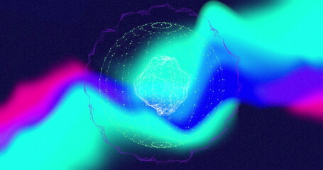 Image of globe and spots over shapes