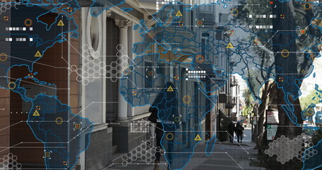 Image of data processing over city