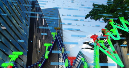 Image of data processing over city