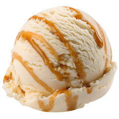 Caramel Swirl Ice Cream Scoop Isolated on Transparent Background