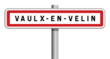 Panneau d'entrée de ville de Vaulx-en-Velin, Métropole de Lyon, Auvergne-Rhône-Alpes