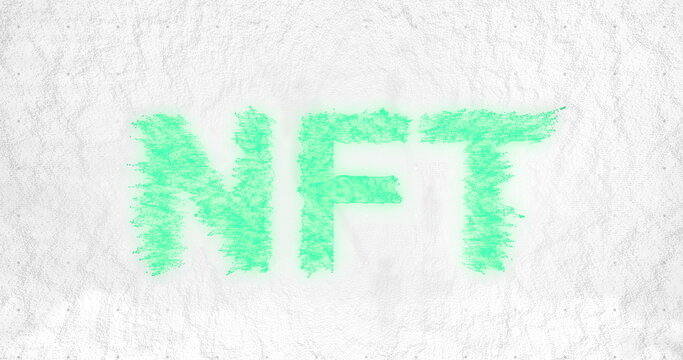 Image of data processing over nft text - Powered by Adobe