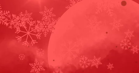 Selbstklebende Fototapeten Image of snow falling on red background © vectorfusionart