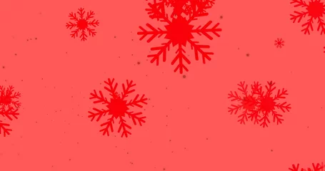 Selbstklebende Fototapeten Image of snow falling on red background © vectorfusionart