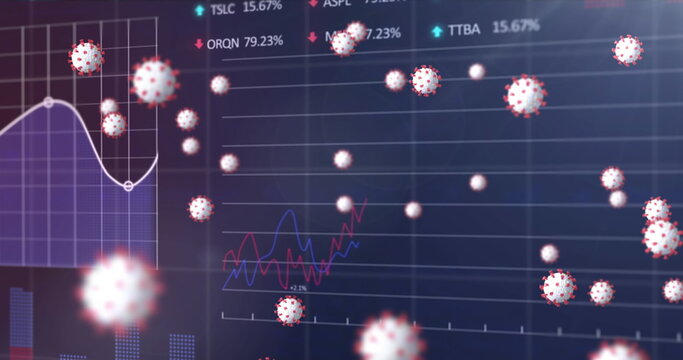 Image of data processing over virus cells - Powered by Adobe