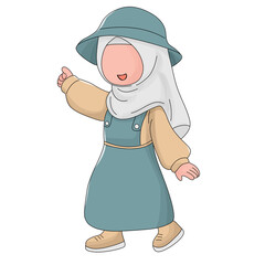 A Cute Girl Wear Beach hat