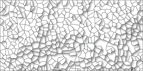 Obraz premium Abstract geometric cell pattern with organic shapes and shadow effect in black and white for creative design