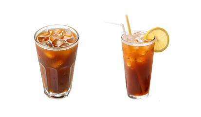 Thai Cha Yen Iced Tea Served In Glass Isolated On Transparent Background