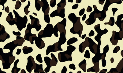 Wild animal skin camouflage patchwork wallpaper abstract vector seamless pattern. Artistic chiq seamless repeating animal skin, black, brown, beige, trendy seamless pattern for background.
