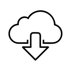Cloud download icon with downward arrow in minimalist design  