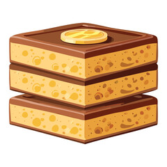 Square chocolate with delicate nut topping - vector illustration