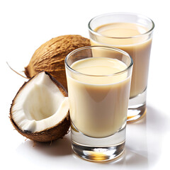 Haitian Kremas Coconut Liqueur Glass White Background
