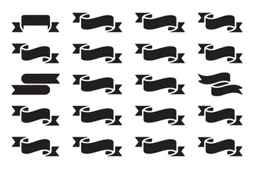 Vector black and white ribbon silhouettes