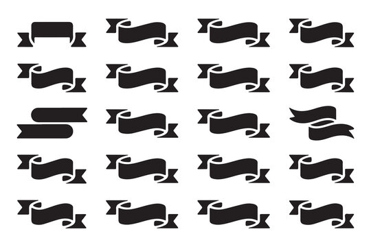 Vector black and white ribbon silhouettes