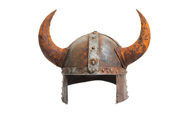 Fototapeta premium Barbarian helmet with horns in metal PNG