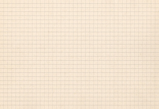Old sepia squared notebook page grid paper background with natural texture.