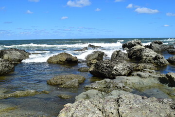 湯野浜海岸の岩場風景 山形県庄内海岸