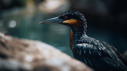 Obraz premium Close-up of a tropical bird on an island, natural light