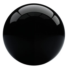 Isolated 3D render of a highly reflective black sphere on alpha background, creating a glossy, abstract, and minimalist aesthetic. clean, modern geometric element.