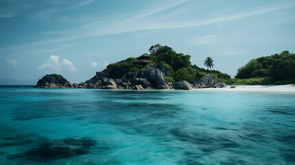 Fototapeta premium Medium shot of a tropical island with crystal clear blue waters
