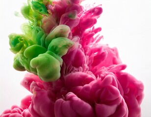 Obraz premium colorful swirling ink in water creating abstract art with vivid pink and green hues