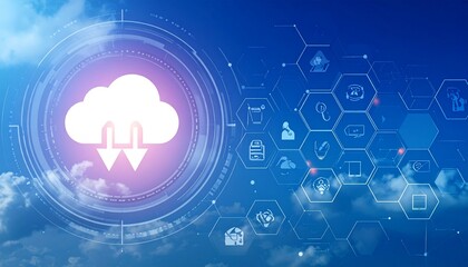 Cloud IoT Hexagon Network Background