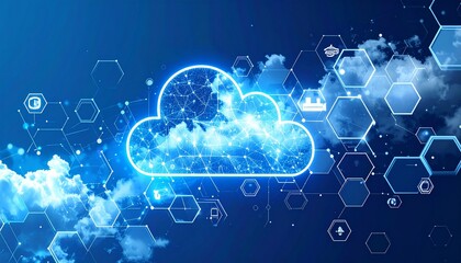 Cloud IoT Hexagon Network Background