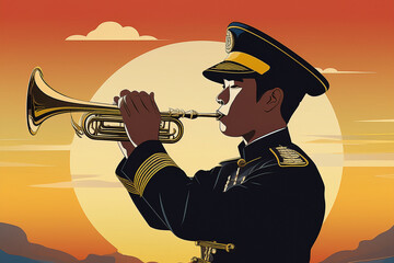 Trumpeter at Sunset