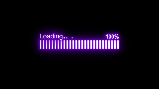 Neon Glowing Loading Bar Animation in Seamless Loop, Futuristic Progress Indicator