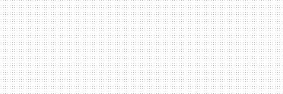 Minimalist repeating pattern: small dark gray dots on a crisp white background. Evenly spaced grid creates a consistent geometric design. Flat, two-dimensional perspective. No focal point, fills frame