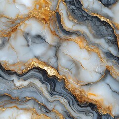 Obraz premium Marble texture wallpaper soft swirls of white gray and gold realistic stone pattern with subtle reflections luxurious and sophisticated
