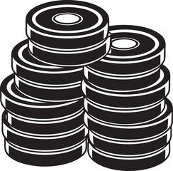 3D black Stack Coins. Money and finance concept. Cartoon creative design icon. 3D Vector Object