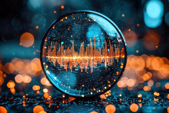 Cityscape reflected in a crystal ball