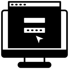 Login Page glyph, mini illustration icon. use for modern concept, print, UI, UX kit, web and app development. Vector related to account management, ecommerce, banking and finance.