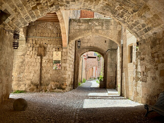 Naklejka premium Historic building in Rhodes old town Rhodes Greece