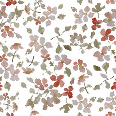 Seamless pattern created from watercolor flower painting with a white background