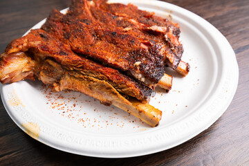 Country Barbeque Half Ribs on White plate